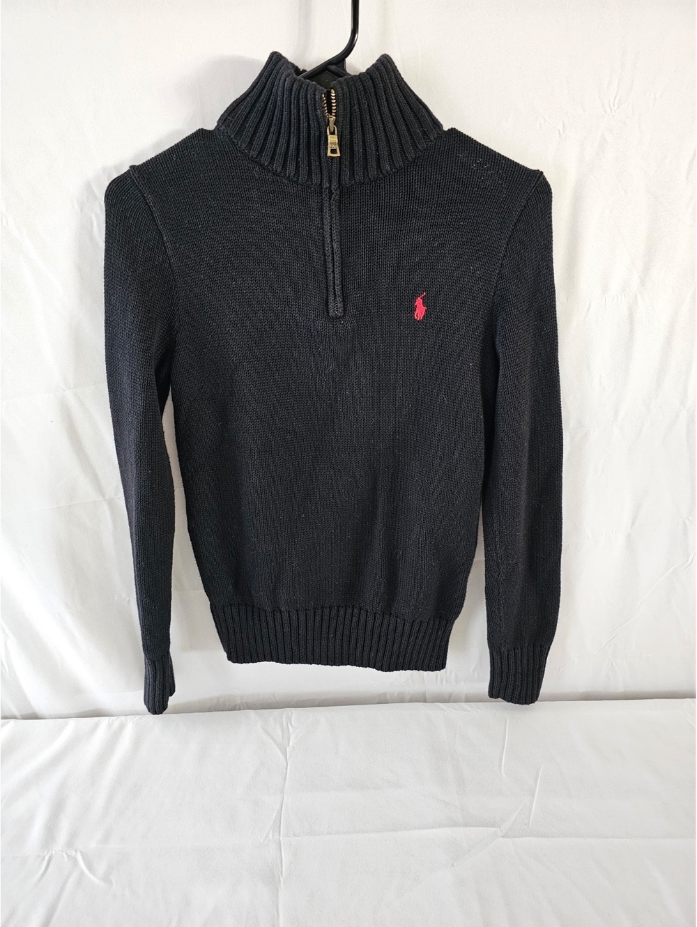 Polo Ralph Lauren Boys' Black Half-Zip Cotton Sweater Size M (10-12)